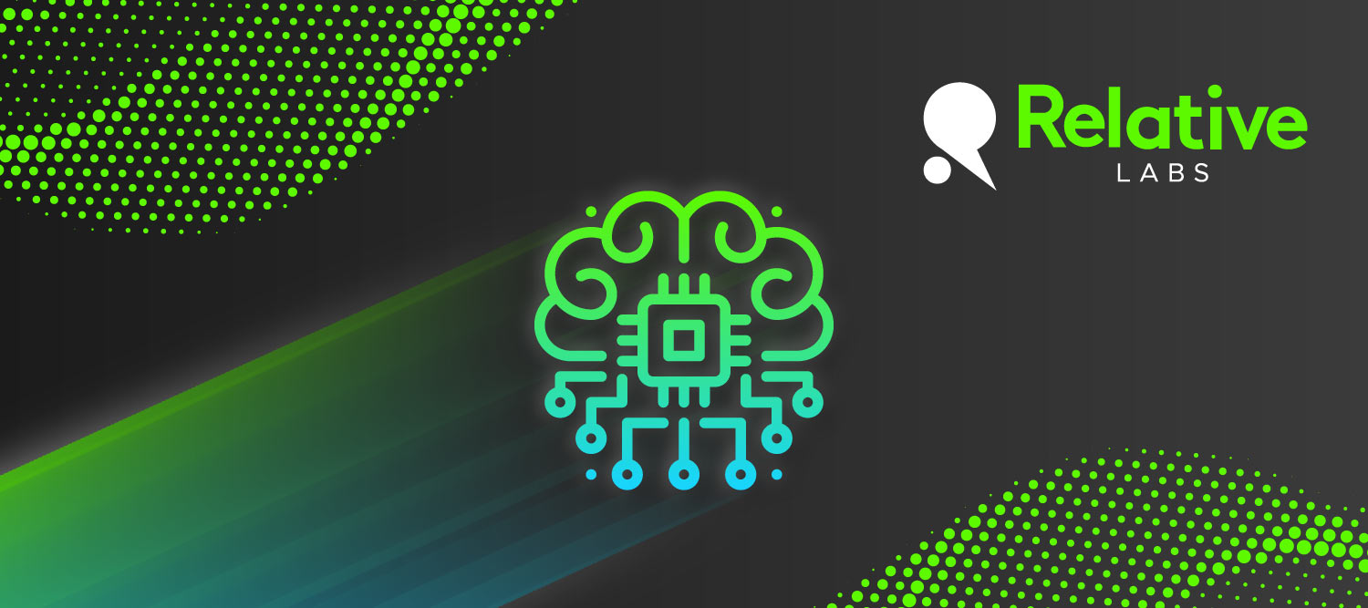 An image on black background with green gradients, showing an icon representing brain and machine learning.